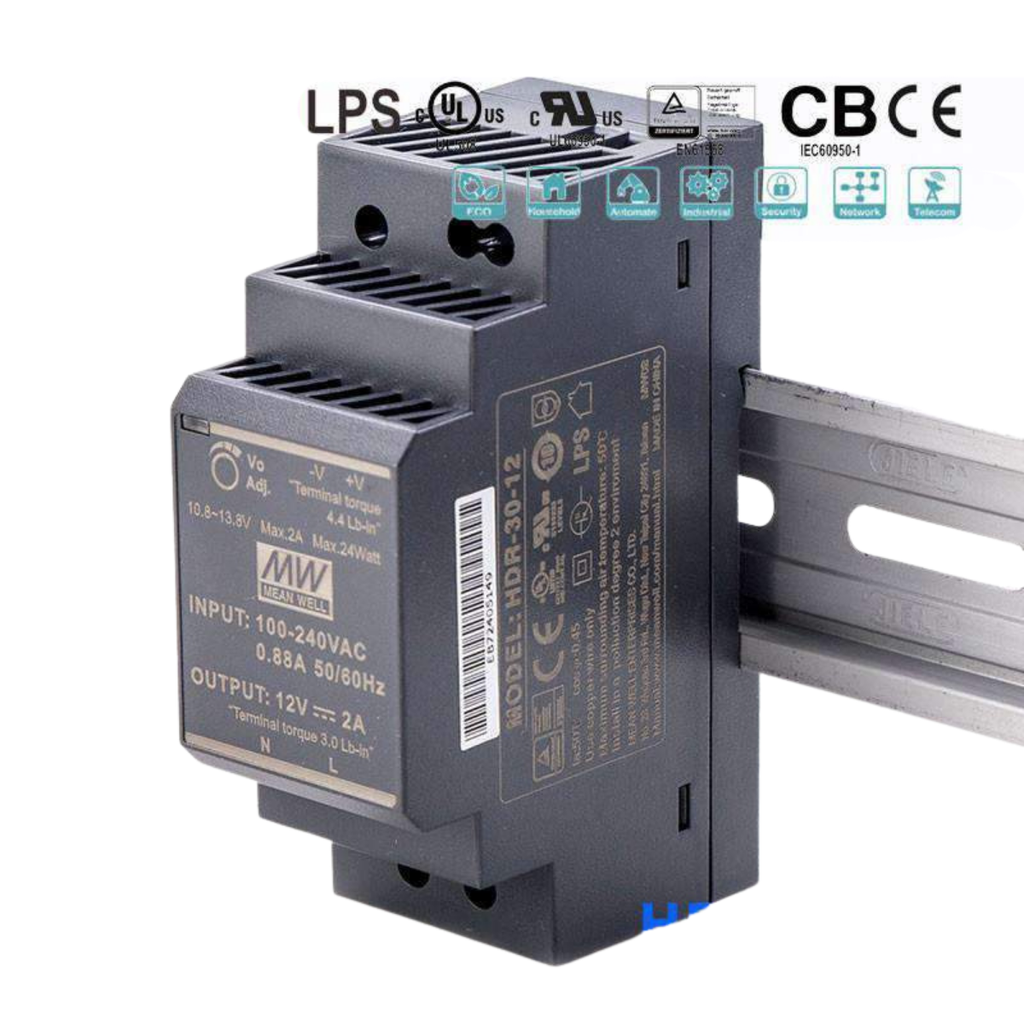 Fuente Riel DIN Ultra Slim 30W 12VDC 2.5A In 85-264VAC