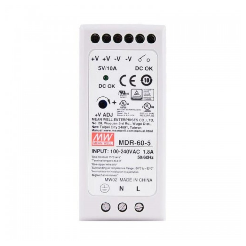 Fuente Riel DIN 60W 5VDC 10A In 85-264VAC
