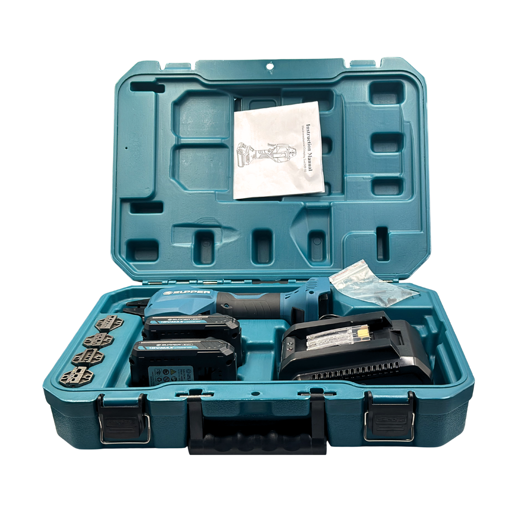 Prensa Terminal Inalámbrico + 2 Bat. Li-ion 18V 2Ah + 1 Cargador + 4 Matrices + 1 Maleta