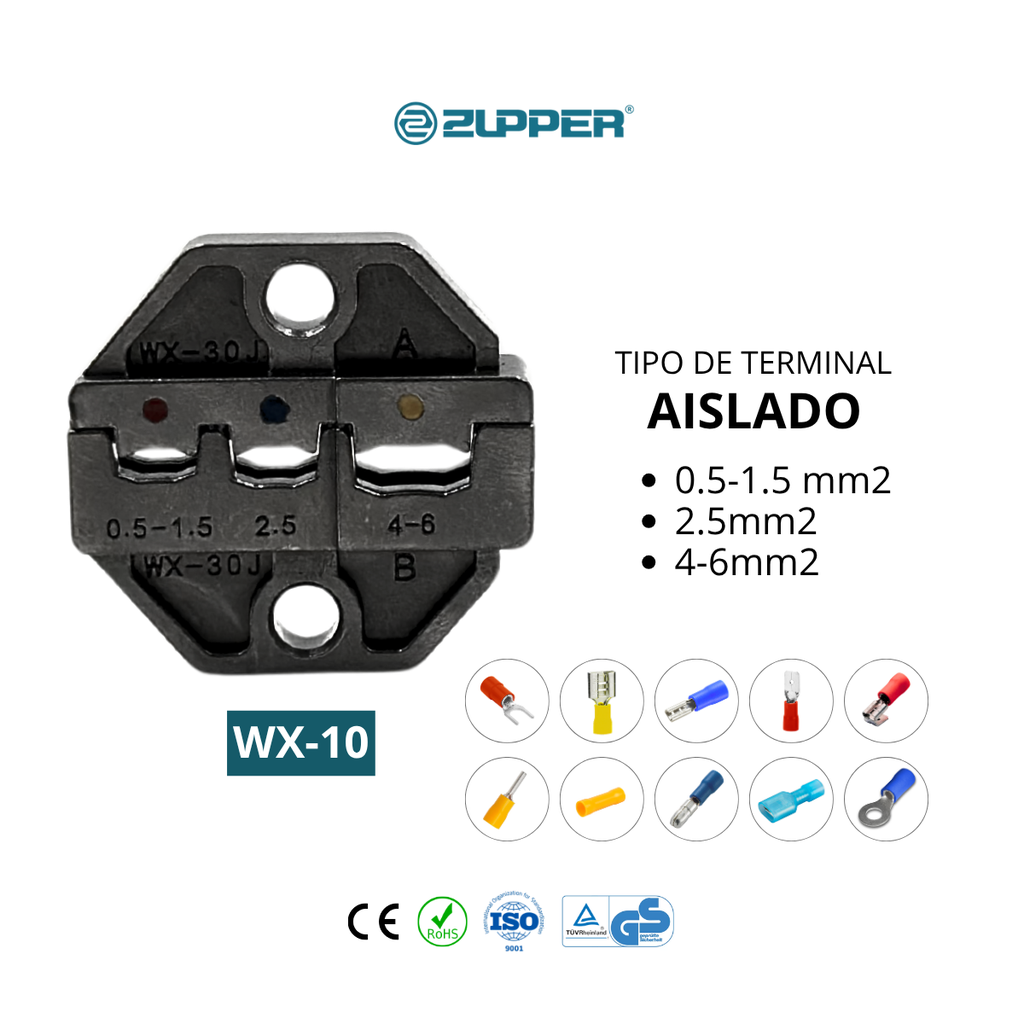 Prensa Terminal Inalámbrico + 2 Bat. Li-ion 18V 2Ah + 1 Cargador + 4 Matrices + 1 Maleta