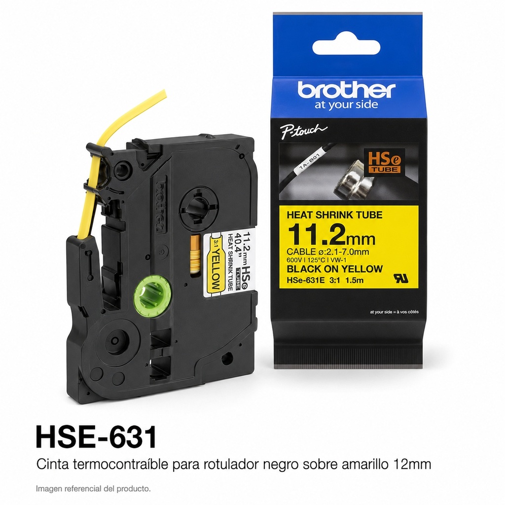 Cinta Termocontraible para rotulador negro sobre Amarillo 12mm