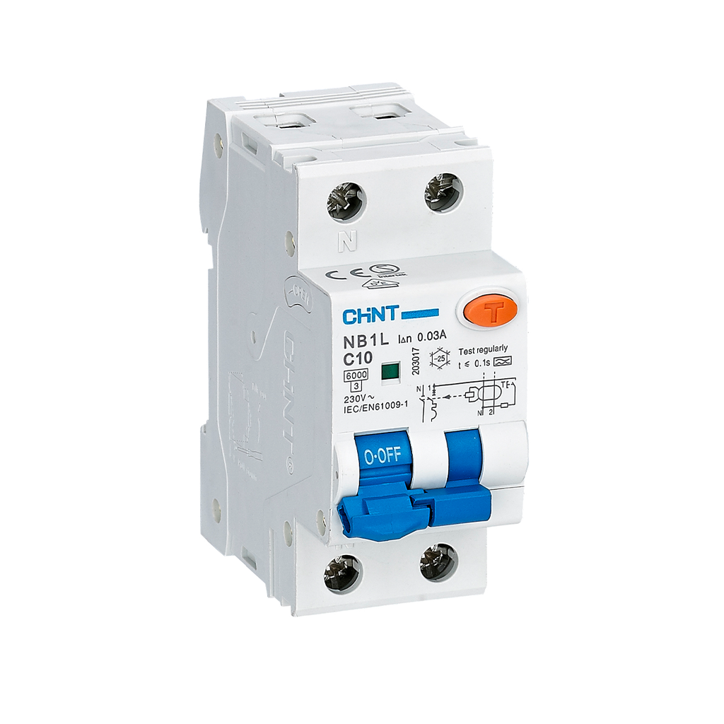 Int. Termomagnetico Con Proteccion Diferencial, 1P+N, 10A, 30Ma, 10Ka