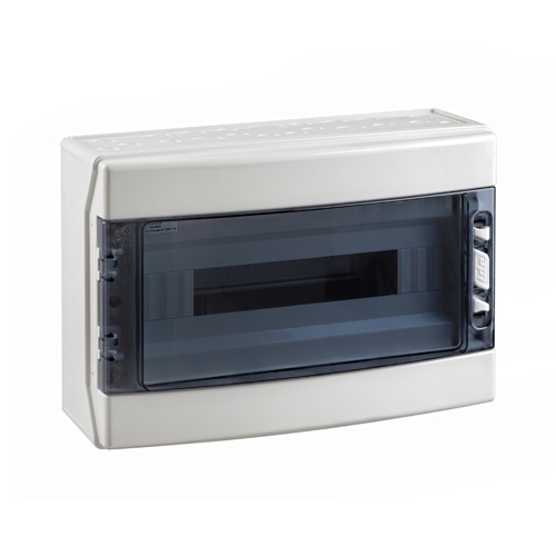 Tablero PC libre halógeno adosable c/puerta fumé 18 polos s/tierra UV IP65 IK08