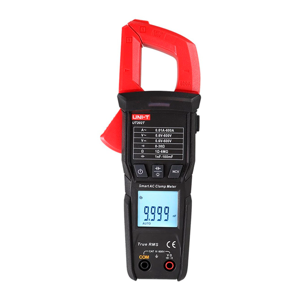 Pinza Amperimetrica Digital 600 A AC, True RMS, Medicion De Temperatura