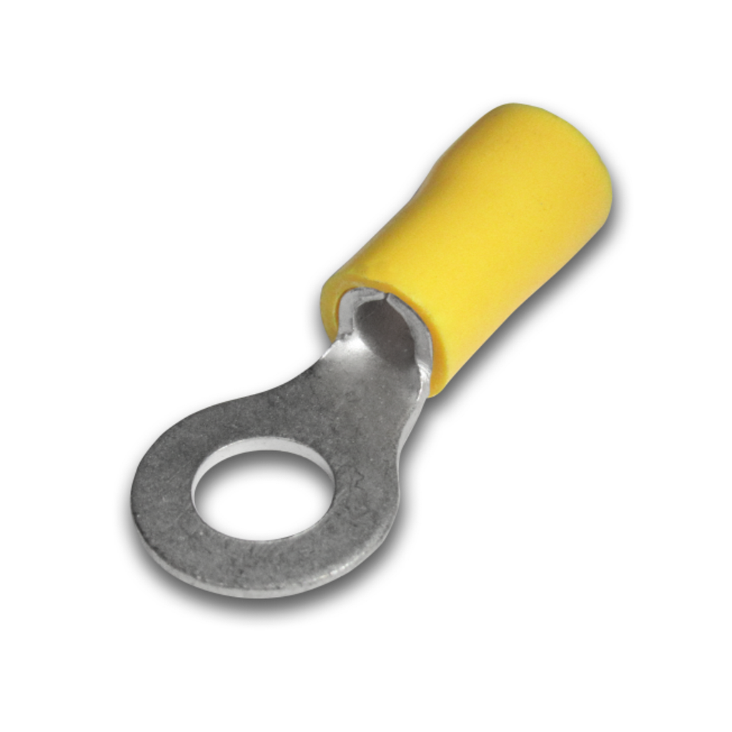 Terminal Ojal Aislado Ø 5/16" (8mm) – 12-10 AWG (4-6mm²) Amarillo (100 und)