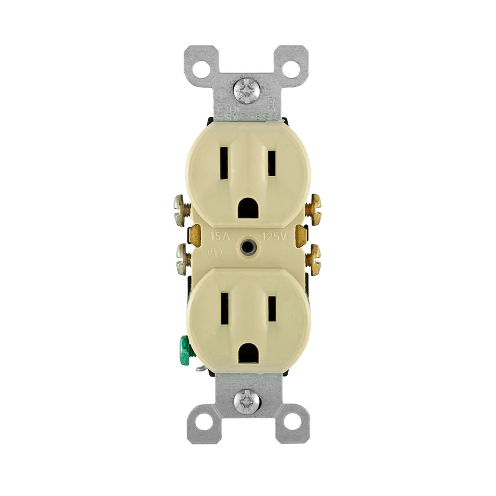 TOMA DOBLE EMPOTRABLE L/T 15A 125V MARFIL