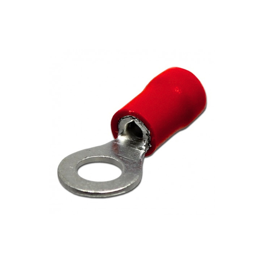 Terminal Ojal Aislado Ø 1/8" (3.5mm) – 22-16 AWG (0.5-1.5mm²) Rojo (100 und)