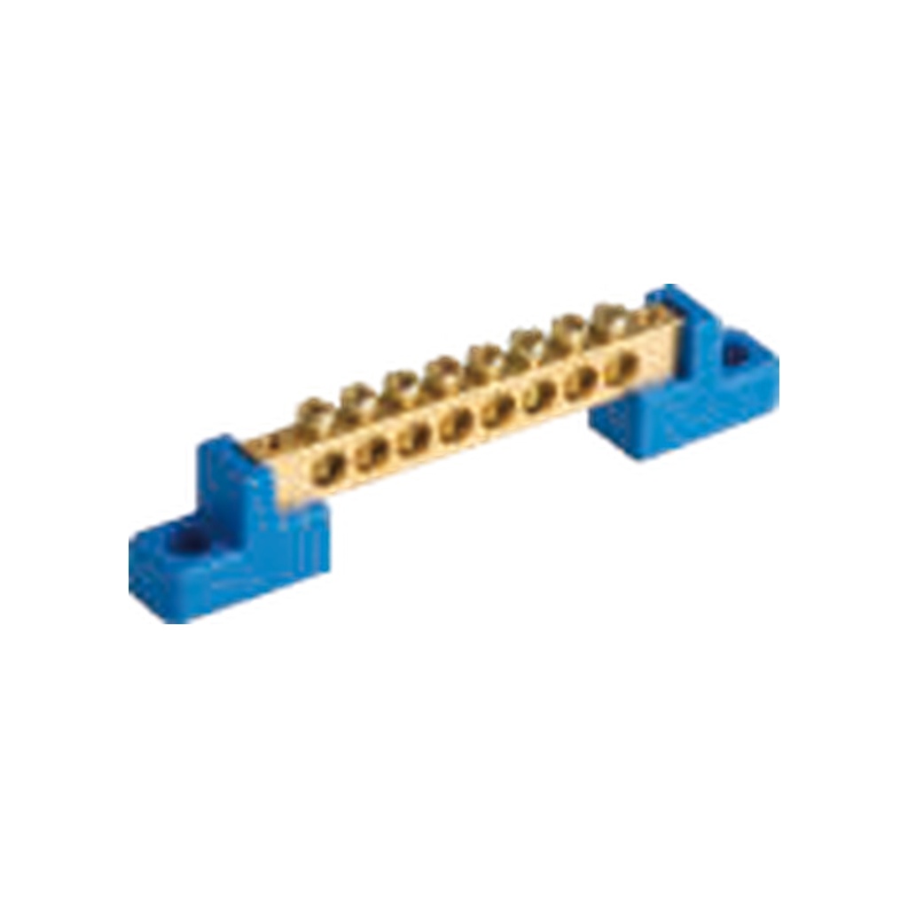 Bornera Tierra 6x9mm 8 Puntos PVC Verde