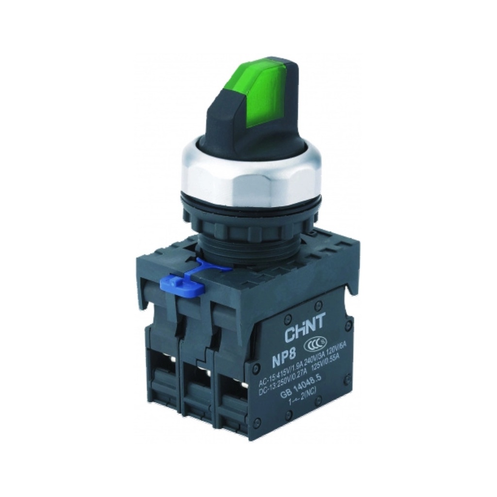 Selector Luminoso Verde, 2 Posiciones, Con Led 110-220Vac, Ø22Mm, 2Na, Ip-65