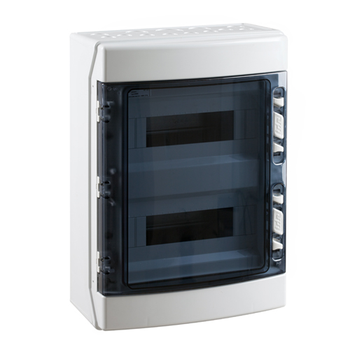 Tablero ABS libre halógeno adosable c/puerta fumé 24 polos s/tierra UV IP65 IK08